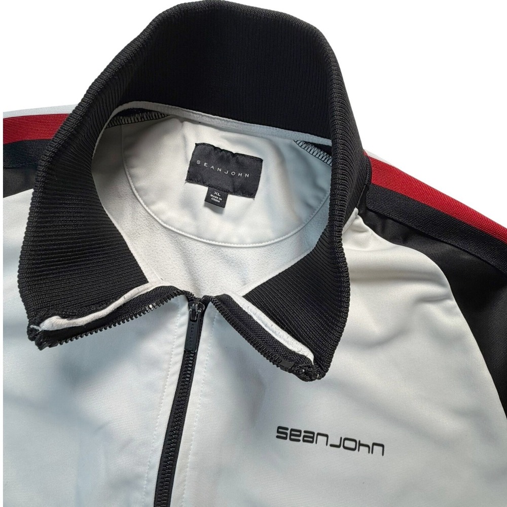 Vintage Sean John Track Jacket Mens XL White Black Red Y2K Hip Hop Full Zip